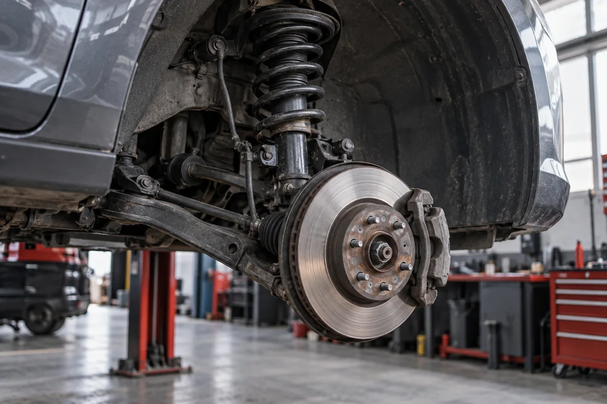 Vehicle suspension strut, coil spring, and control arm